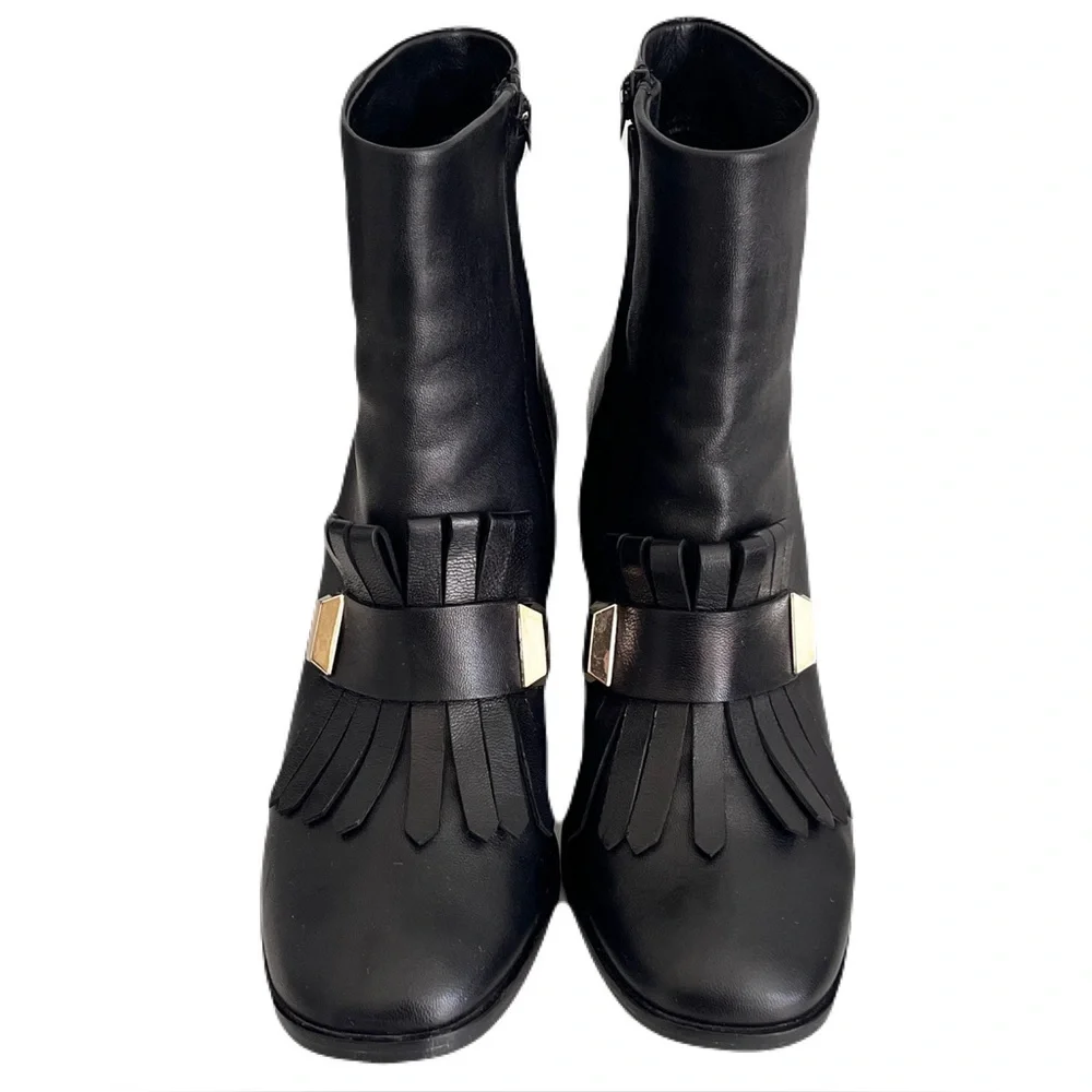Vinci Black Leather ‘Luksor Tassel Block Heel’ Boots, Size 40